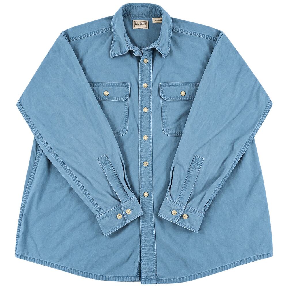 Vintage L.L.Bean OMT16 Men’s L Blue Canvas Work Shirt Made in Canada